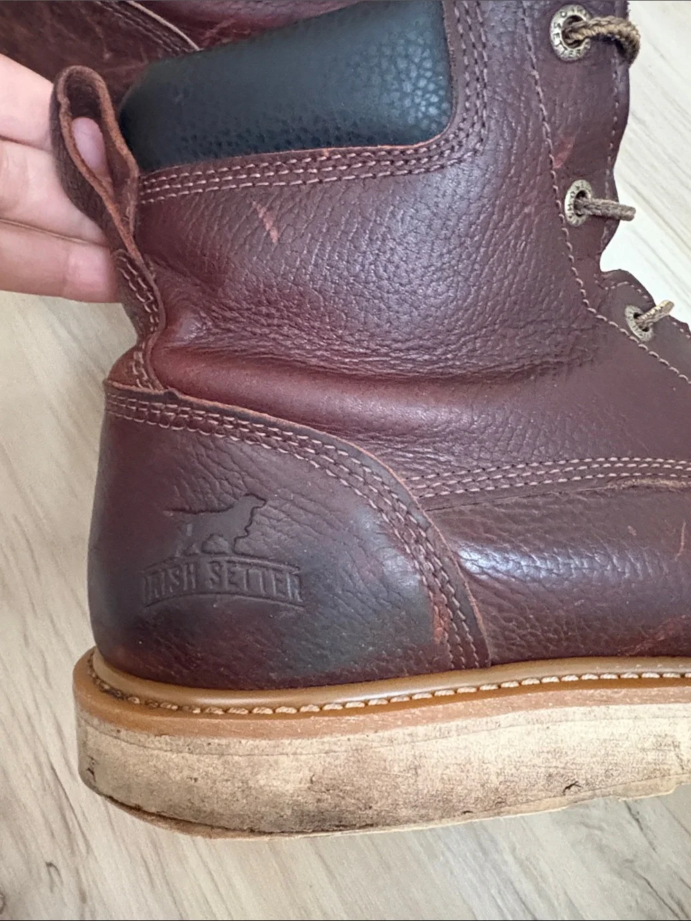 Irish Setter Brown Leather Moc Toe Lace-Up Boots